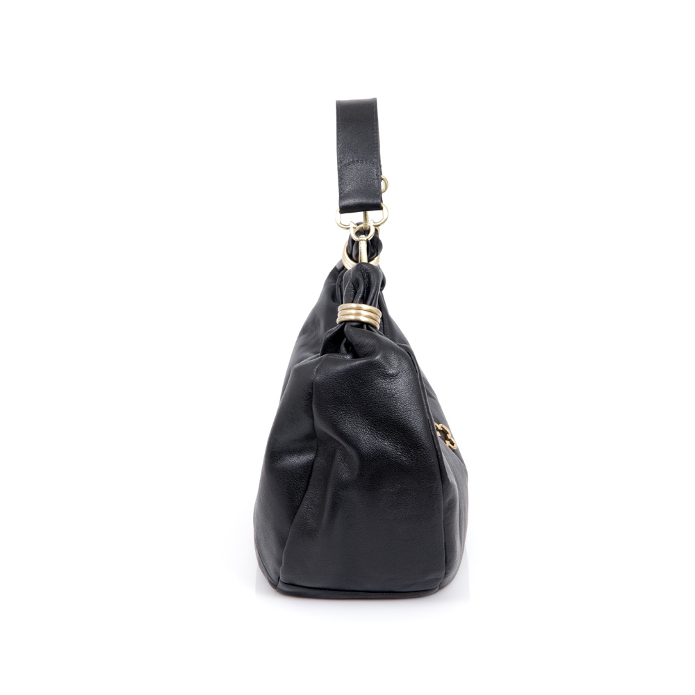 BOLSA PRETA HOBO DE COURO image number 1