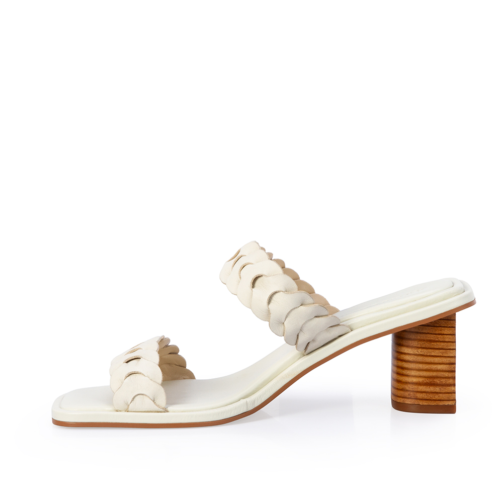 MULE SALTO BLOCO BRANCA DUNA DE COURO TRAN&Ccedil;ADO image number 2