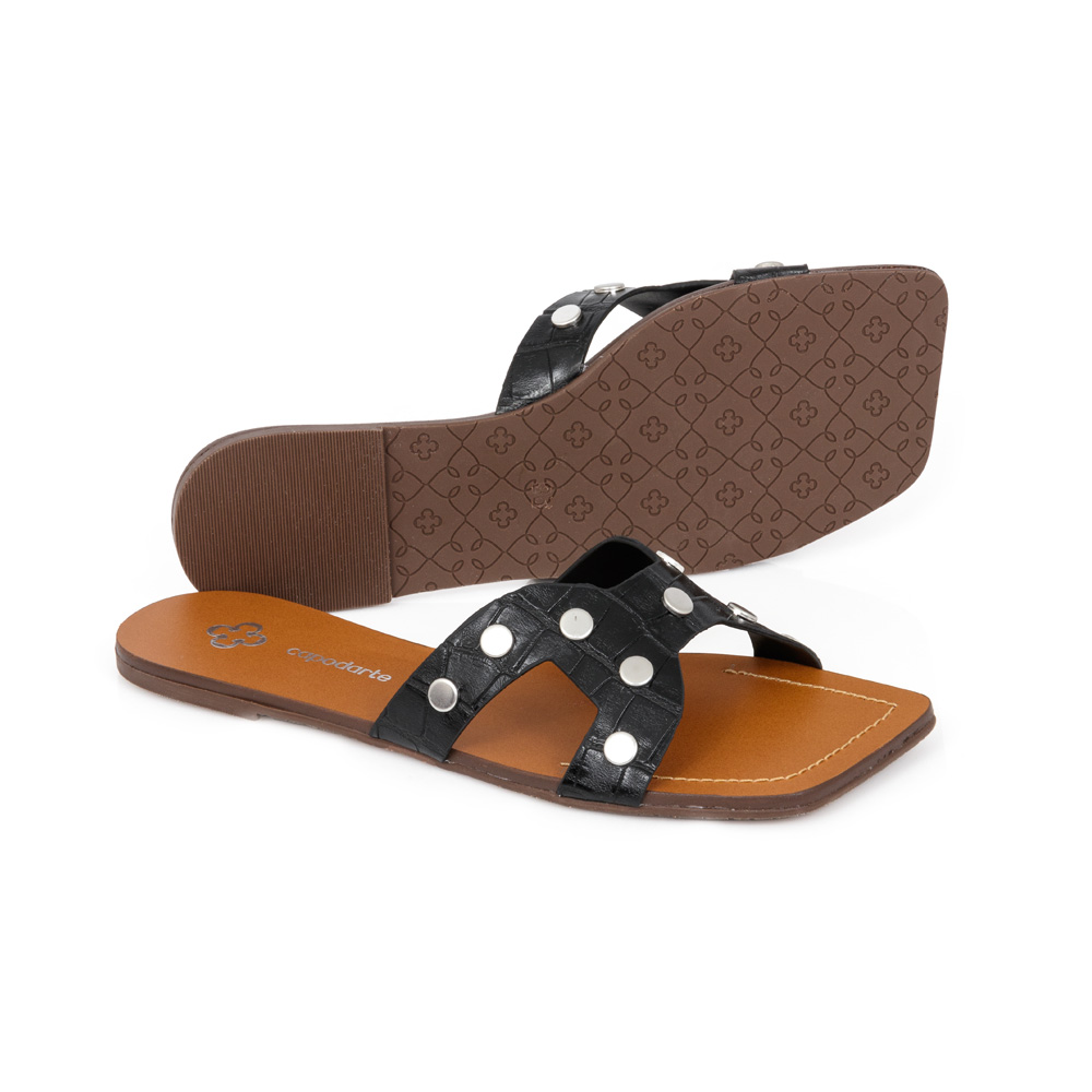 CHINELO RASTEIRO PRETO CROCO TACHAS image number 3