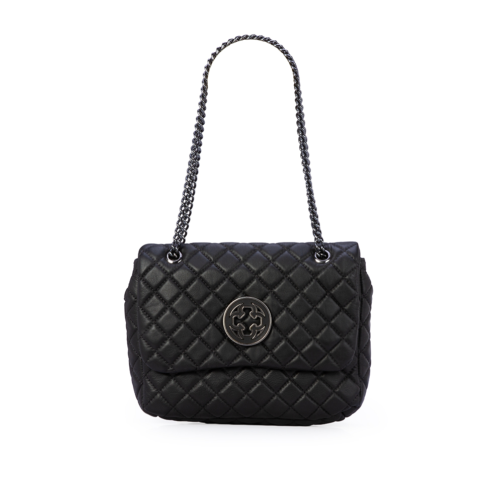 BOLSA OL&Iacute;VIA SHOULDER BAG PRETA DE COURO MATELASS&Ecirc; image number 0