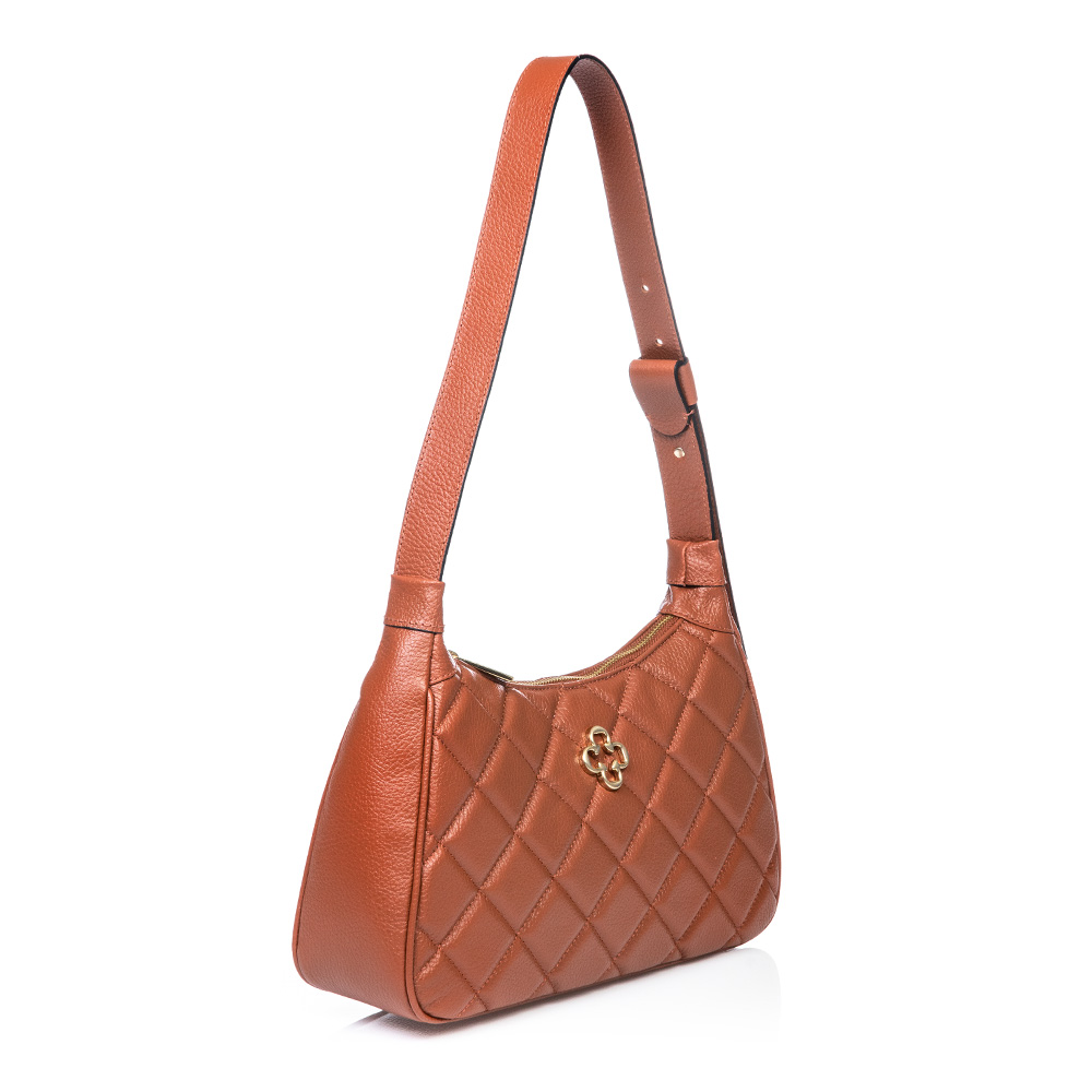 BOLSA COURO CARAMELO HOBO MATELASS&Ecirc; image number 1