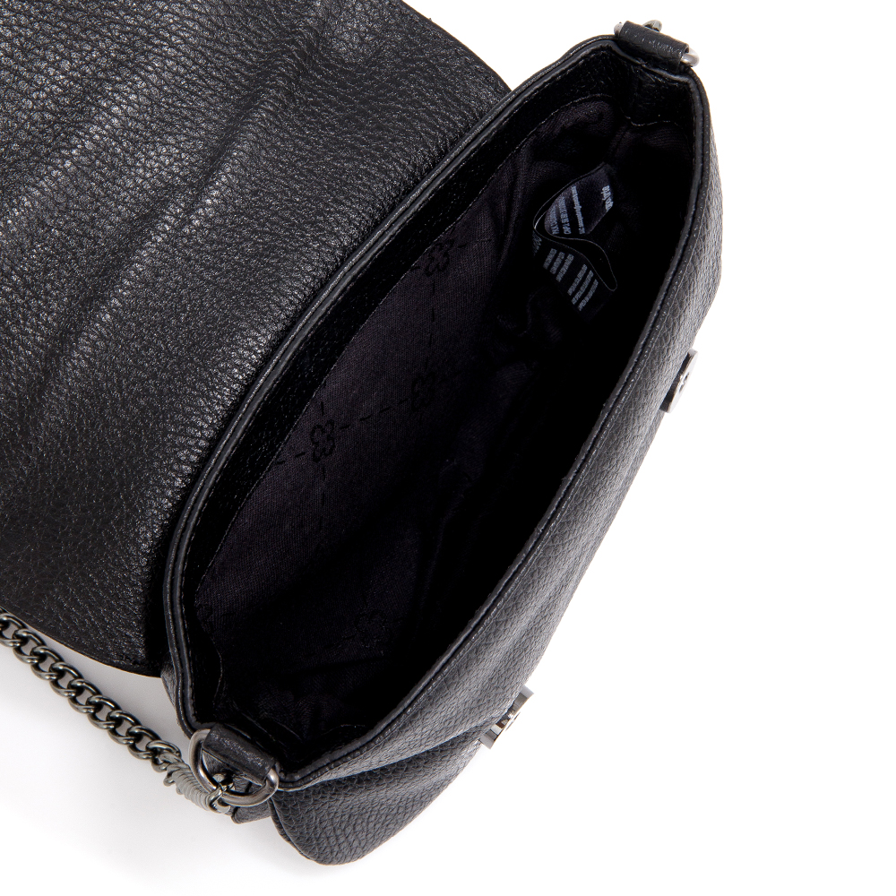 BOLSA PEQUENA DE COURO PRETA AL&Ccedil;A CORRENTE image number 4