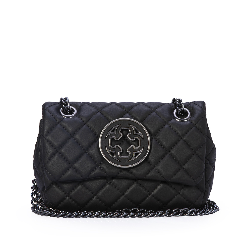 BOLSA SHOULDER BAG PRETA DE COURO MATELASS&Ecirc; MINI OL&Iacute;VIA image number 0