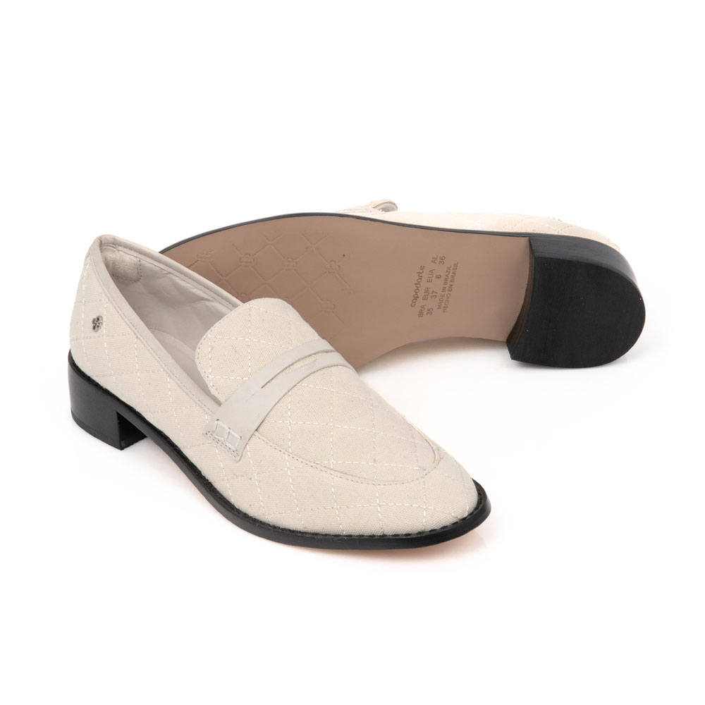 LOAFER MOCASSIM BEGE RÁFIA MATELASSÊ image number 3