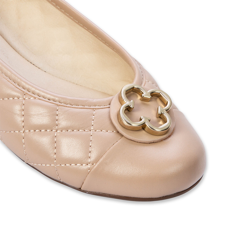 SAPATILHA CATHERINE VINTAGE NUDE SEDA DE COURO MATELASS&Ecirc; image number 2