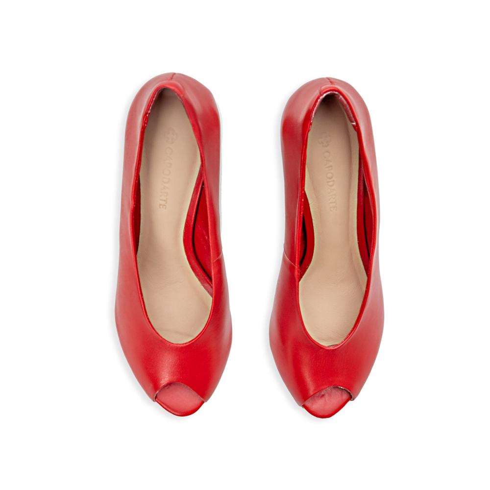 PEEP TOE VERMELHO RUBI SALTO ALTO DE COURO image number 4