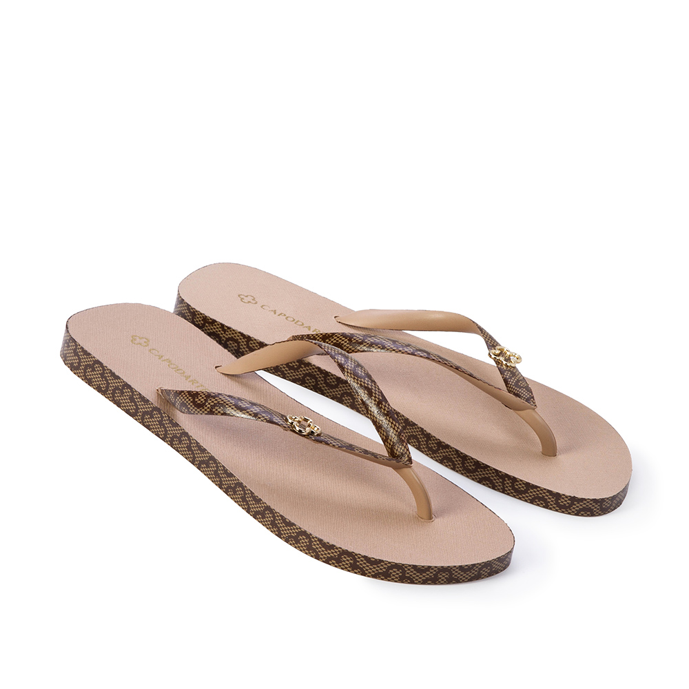 CHINELO DE DEDO NUDE SEDA COM TIRAS MONOGRAMA image number 1