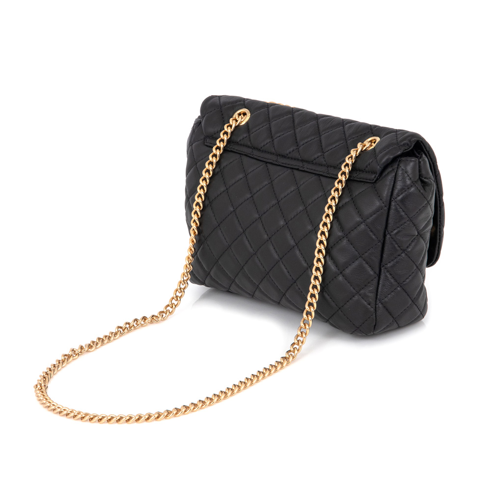 BOLSA PRETA DE COURO MATELASSÊ CORRENTE DOURADA OLIVIA image number 2
