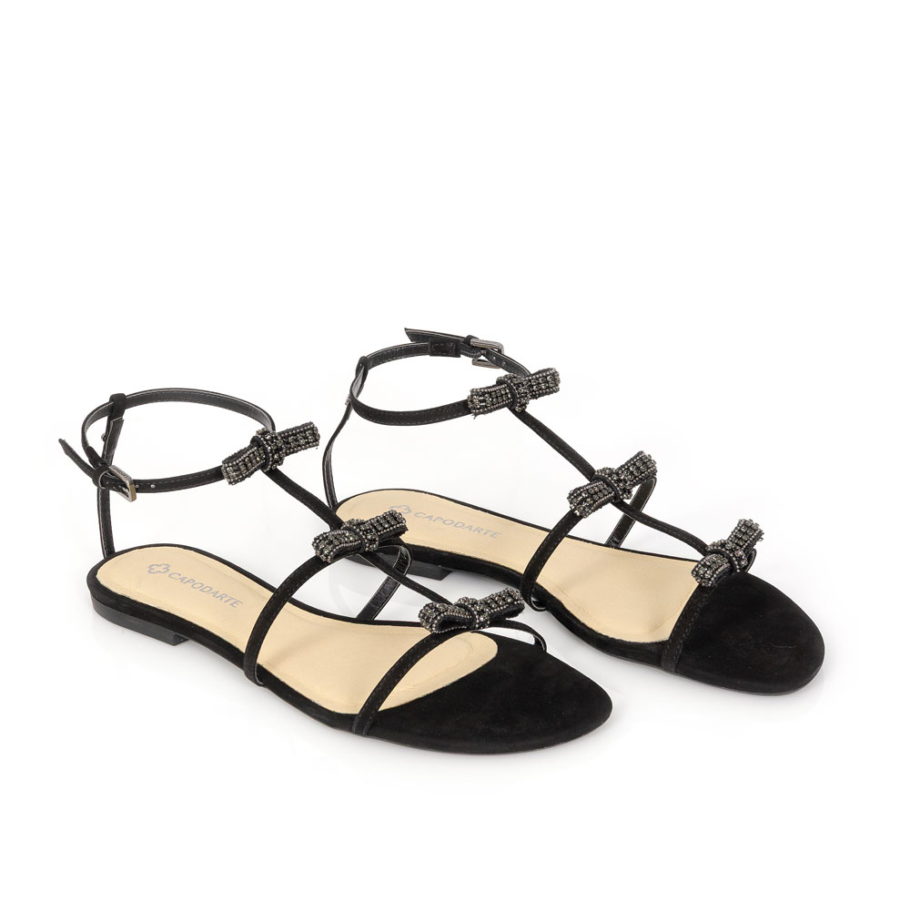 SAND&Aacute;LIA RASTEIRA PRETA DE COURO NOBUCK image number 2