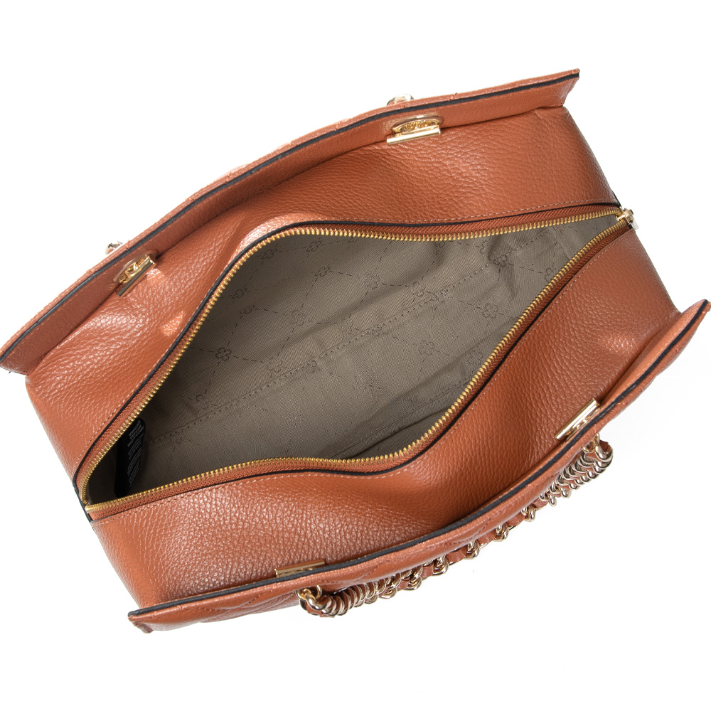 BOLSA DE COURO GRANDE CARAMELO AL&Ccedil;A CORRENTE image number 4