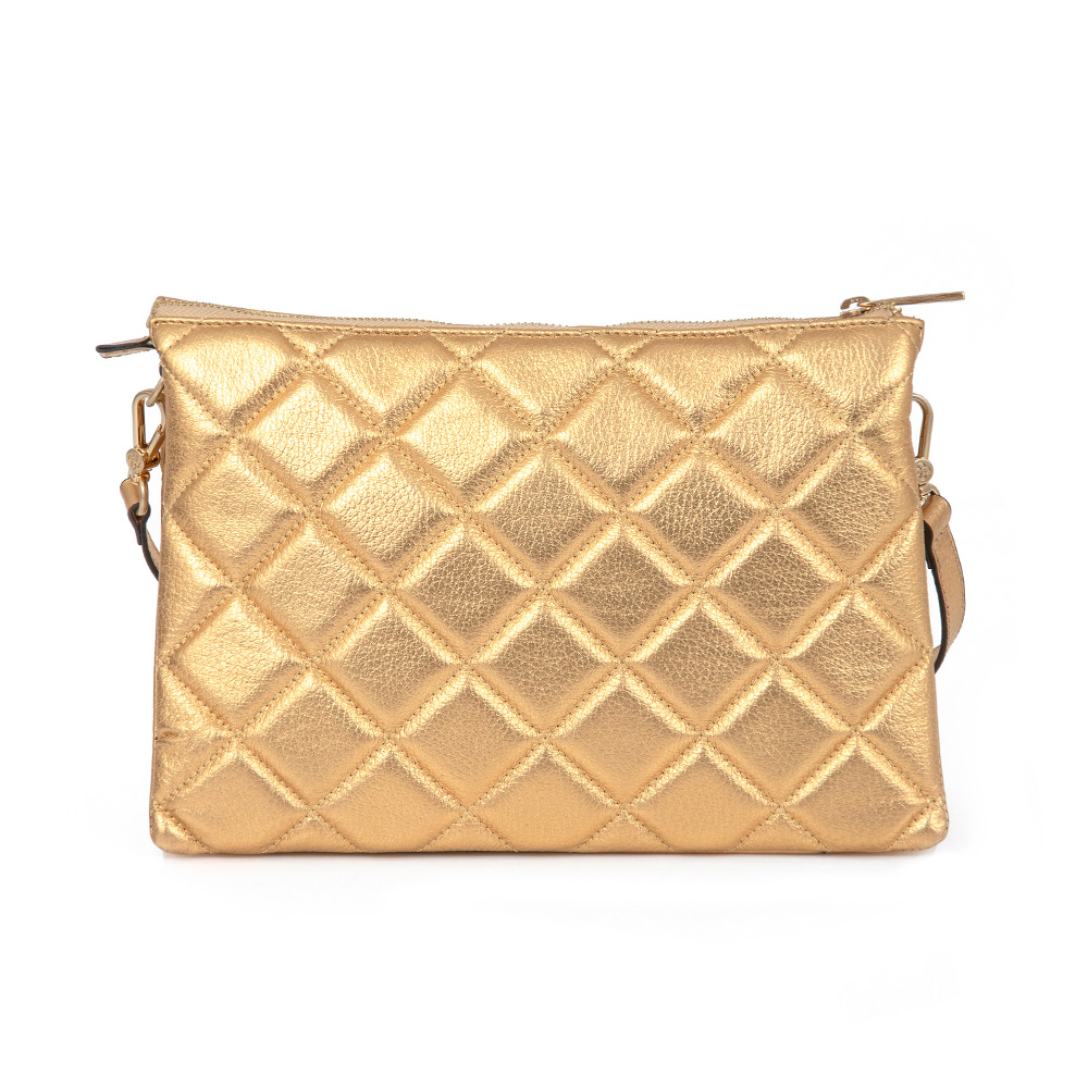 BOLSA PEQUENA TIRACOLO DOURADA COURO MATELASSÊ image number 4