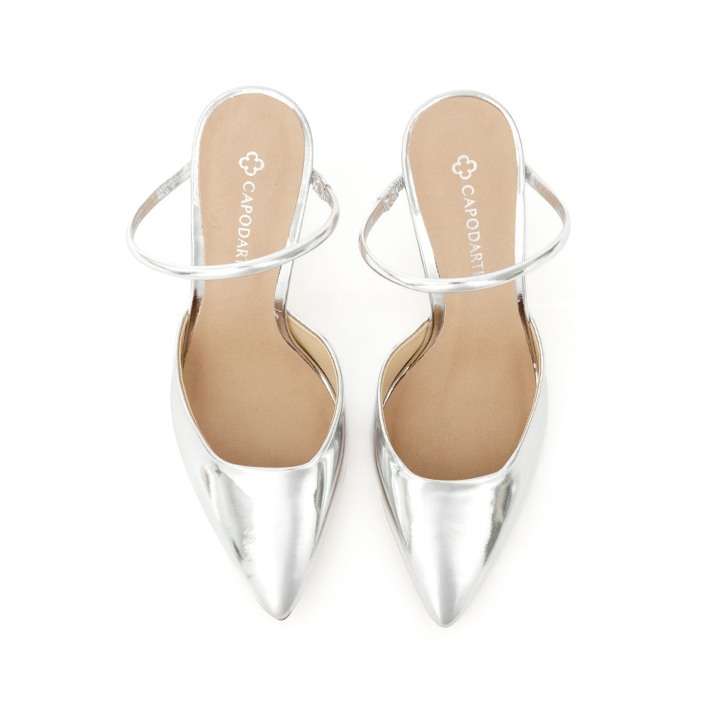 MULE SALTO ALTO PRATA SPECCHIO DE COURO image number 4