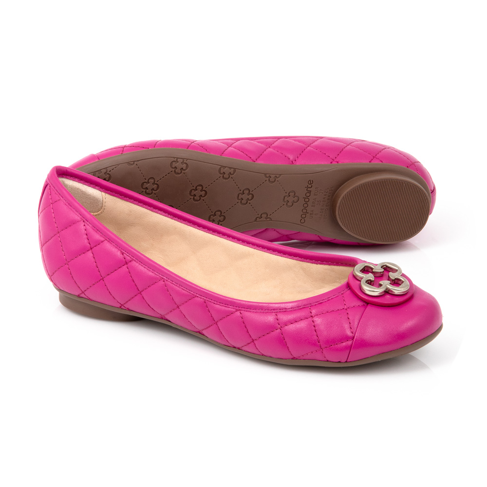 SAPATILHA CATHERINE ROSA JASMIN COURO MATELASSÊ | Capodarte