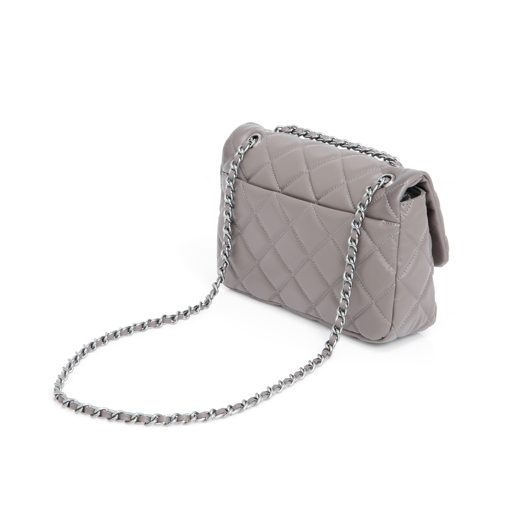 BOLSA SHOULDER BAG CINZA PETRA DE COURO MATELASS&Ecirc; image number 1