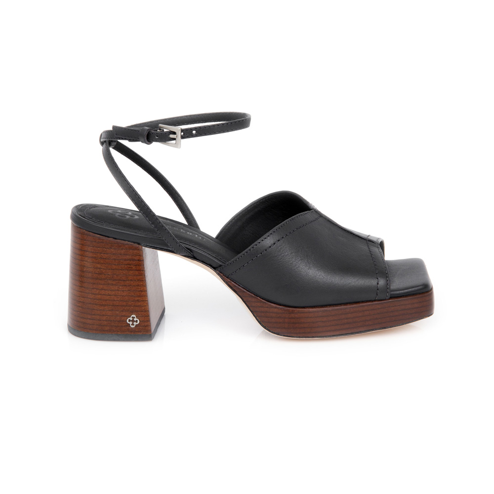 SANDÁLIA MEIA PATA PRETA DE COURO image number 0
