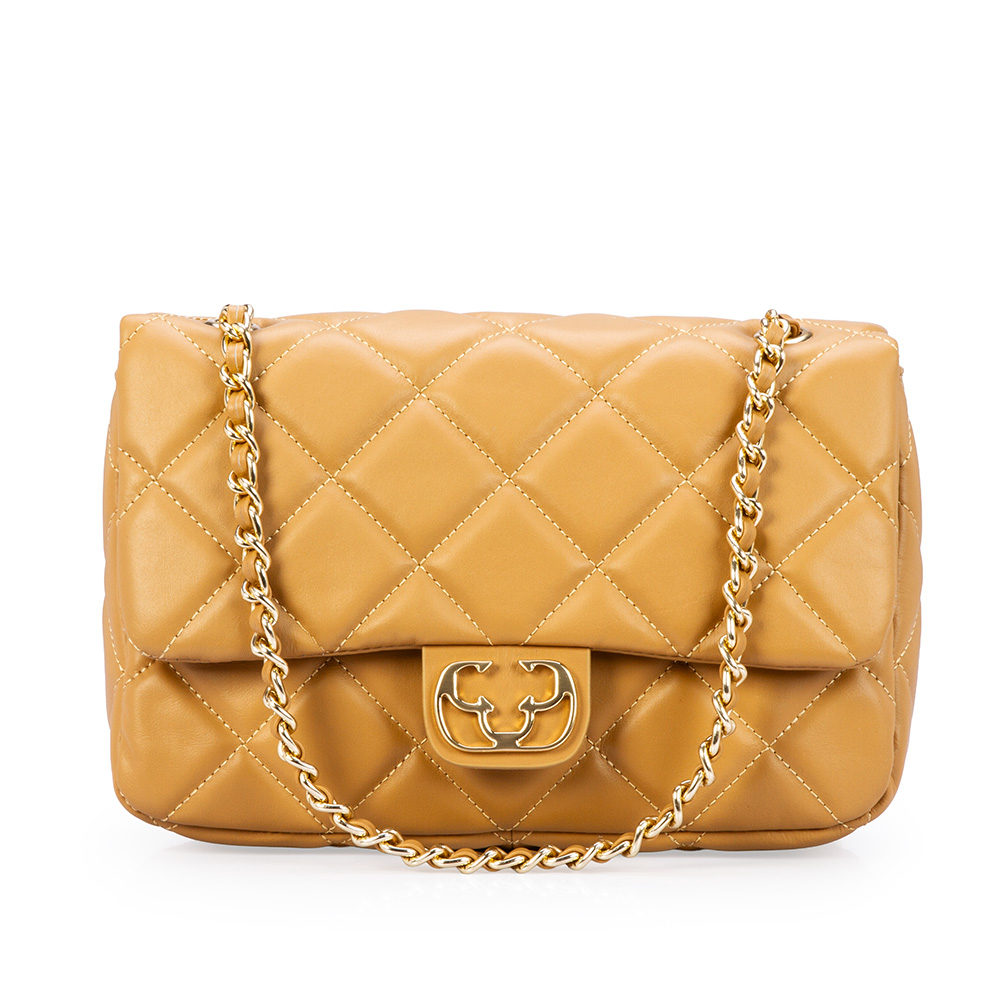 BOLSA BEGE SAVANA DE COURO MATELASS&Ecirc; SHOULDER BAG image number 3