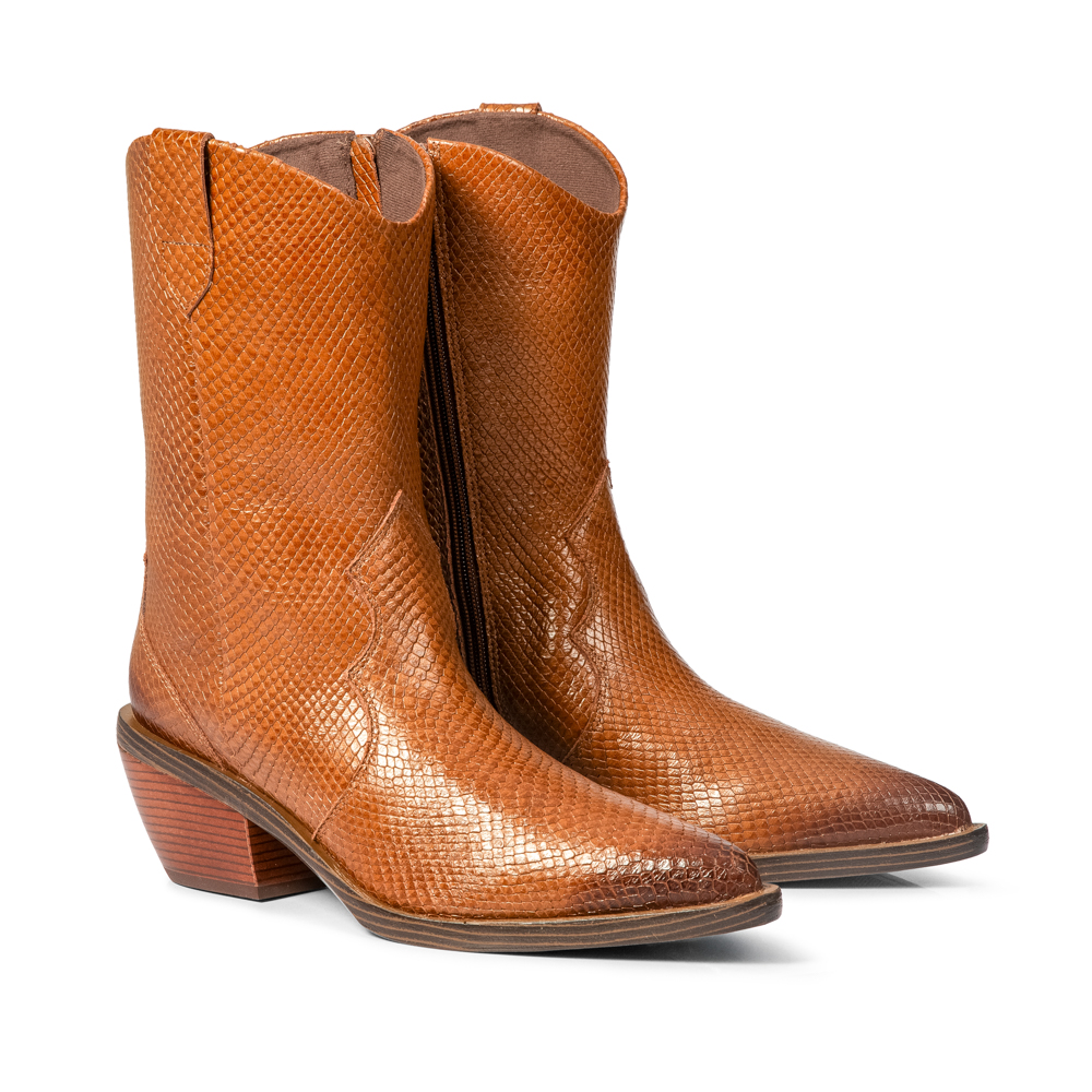 BOTA WESTERN DE COURO SERPENTE CARAMELO image number 1