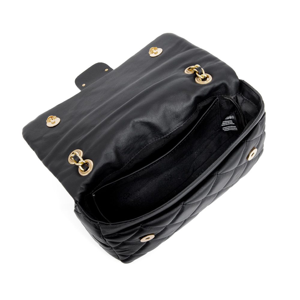 BOLSA SHOULDER BAG PRETA DE COURO COM ALÇA CORRENTE MATELASSÊ image number 4