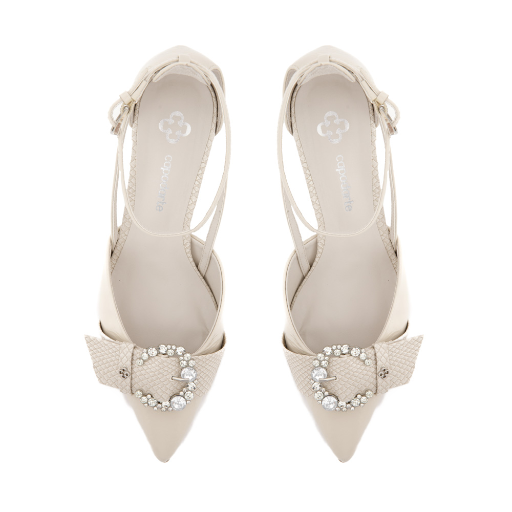 SCARPIN SLINGBACK BEGE RÁFIA COURO PYTHON image number 4