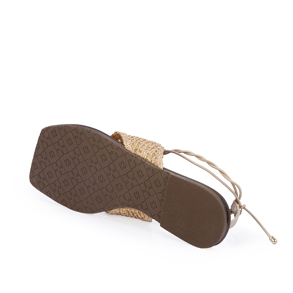 SANDÁLIA RASTEIRA NUDE SEDA DE COURO TRAMADA AMARRAÇÃO image number 3