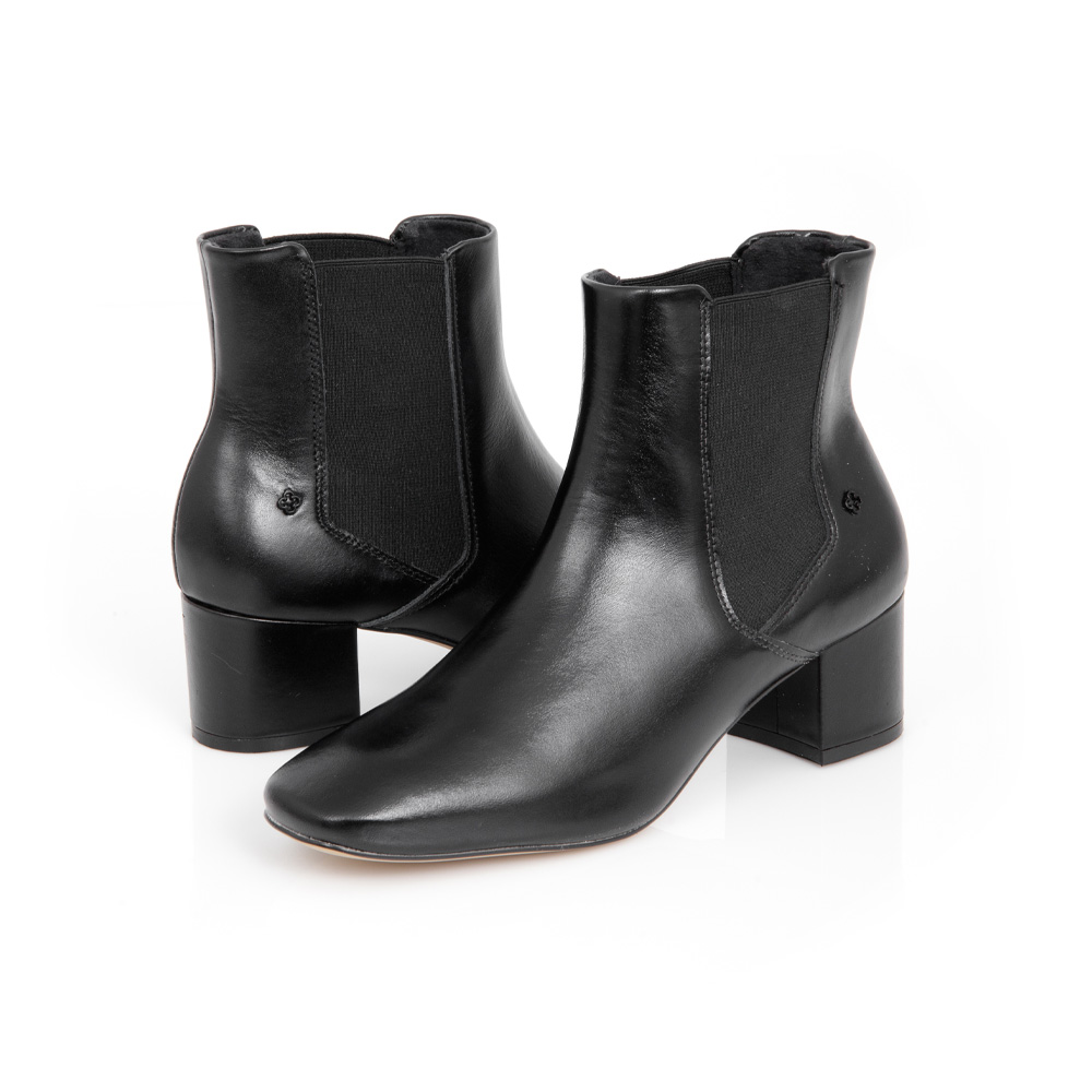 BOTA SALTO BLOCO PRETA DE COURO image number 4