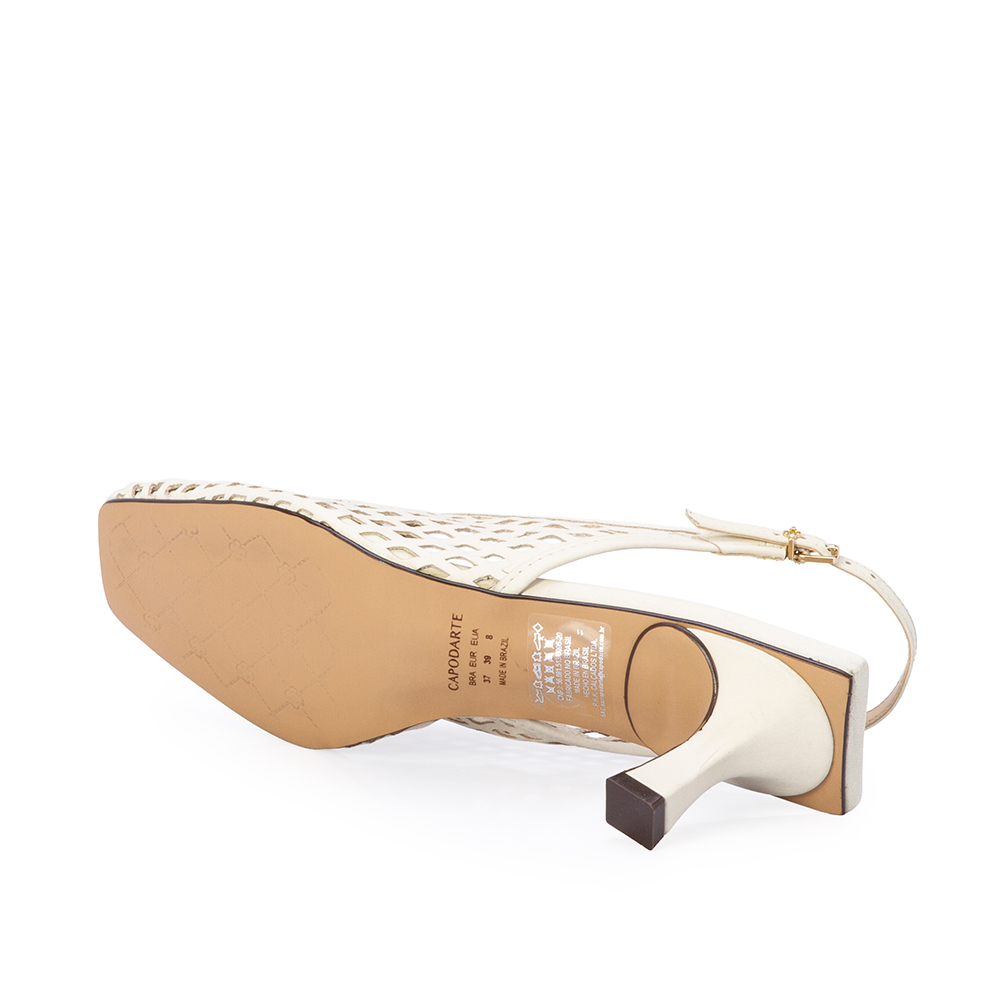SCARPIN SLINGBACK BRANCO DUNA DE COURO VAZADO image number 3