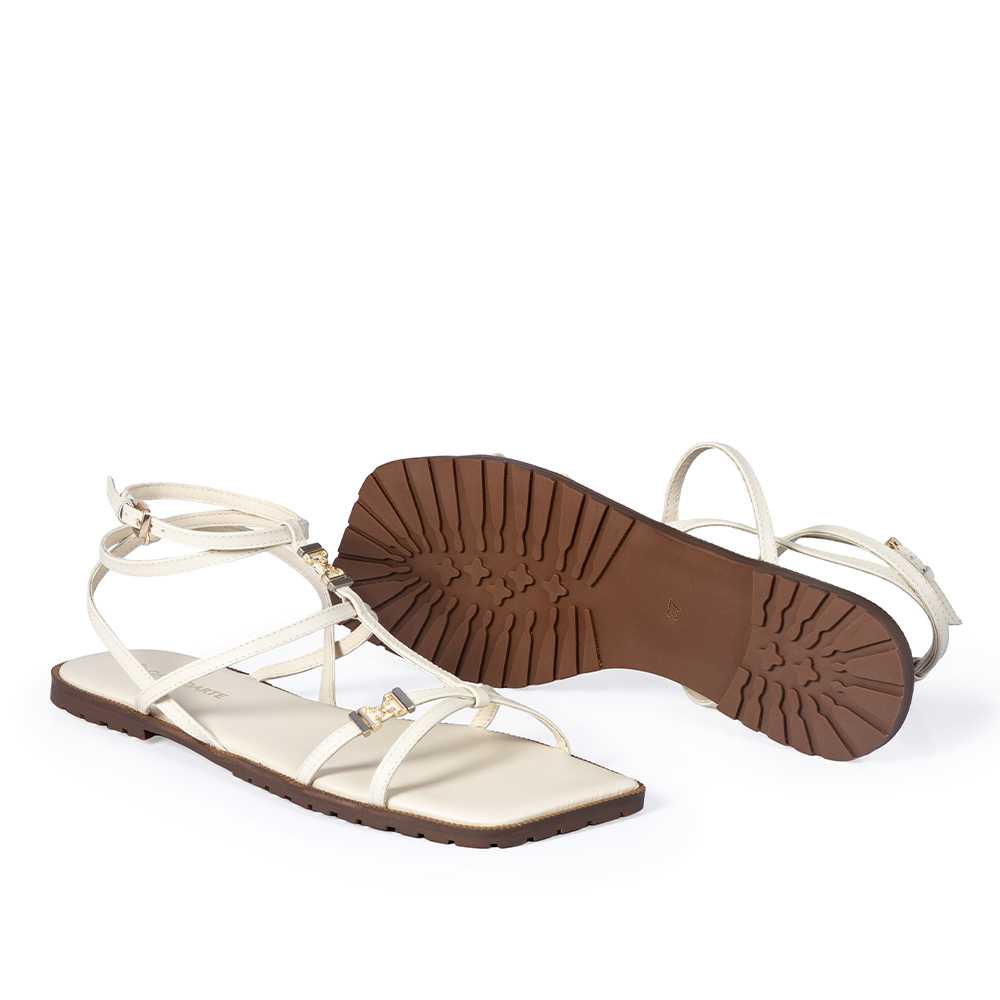 SAND&Aacute;LIA RASTEIRA BEGE VANILLA DE COURO image number 3