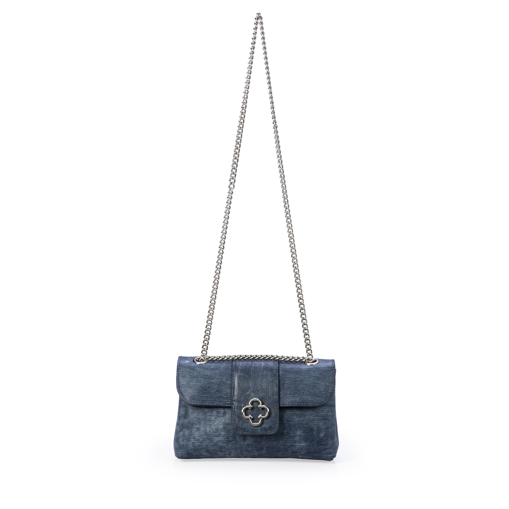 BOLSA PEQUENA DENIM DE COURO ALÇA CORRENTE image number 1