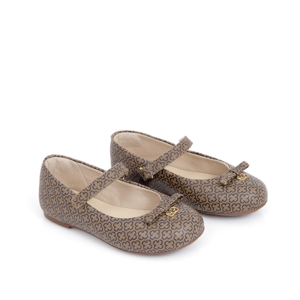 SAPATILHA BEB&Ecirc; BEGE MONOGRAMA COM VELCRO image number 1