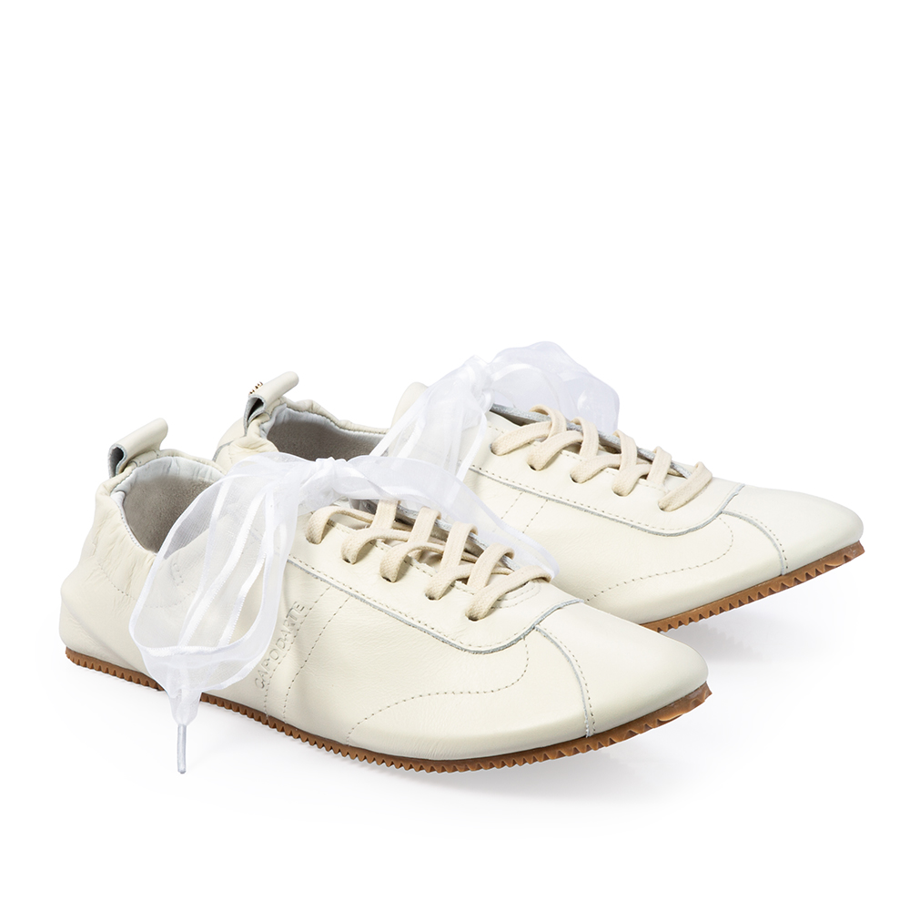 T&Ecirc;NIS FEMININO BRANCO DE COURO BALLERINA SNEAKERS image number 2