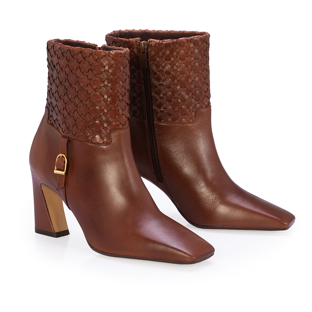 BOTA CANO CURTO MARROM COURO DETALHE TRESS&Ecirc; image number 1