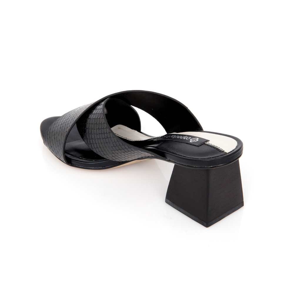 MULE SALTO BLOCO PRETA COURO PITONE image number 2