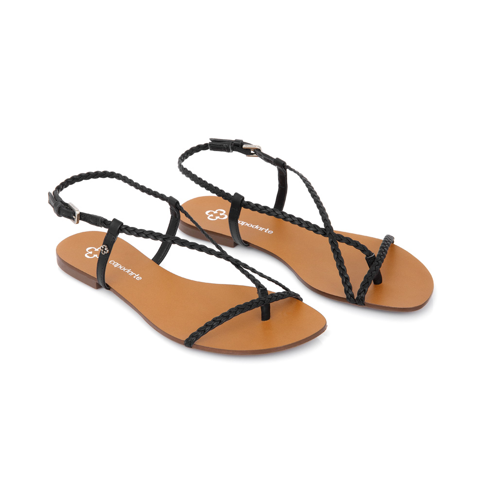 SANDÁLIA RASTEIRA PRETA COURO TRANÇADA image number 1