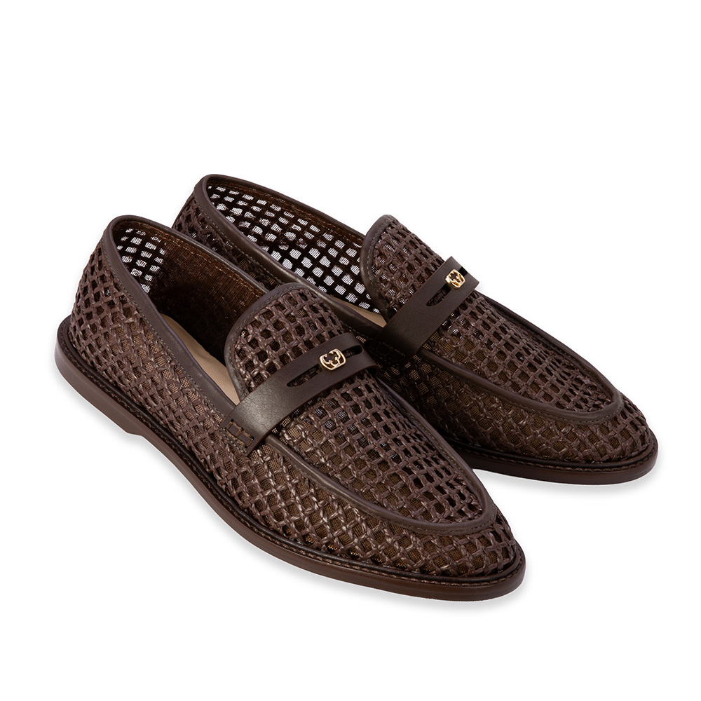 LOAFER MOCASSIM DE COURO MARROM TOBACCO TRAMADO image number 1