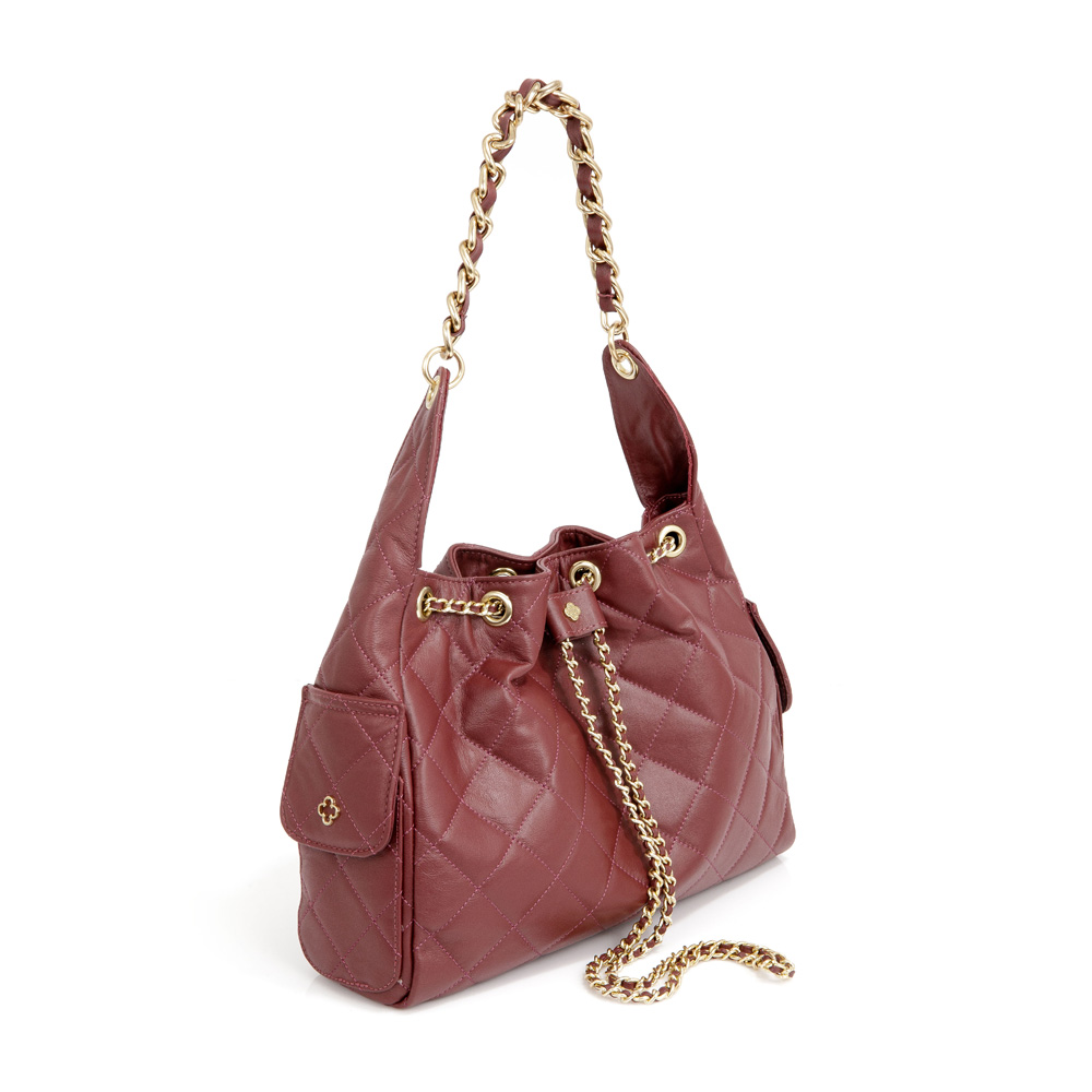 BOLSA SHOPPER BORDÔ DE COURO MATELASSÊ COM ALÇA CORRENTE image number 3