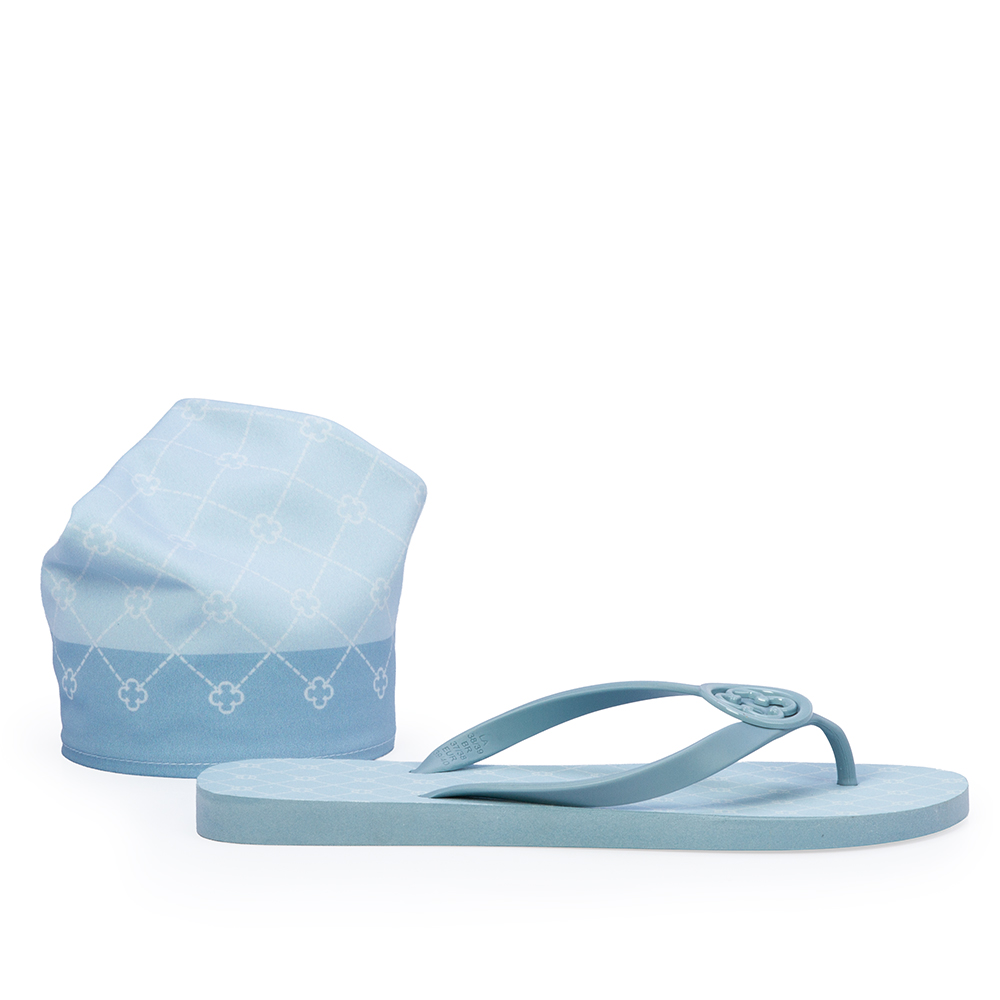 KIT CHINELO DE DEDO INJETADO E LEN&Ccedil;O AZUL image number 0