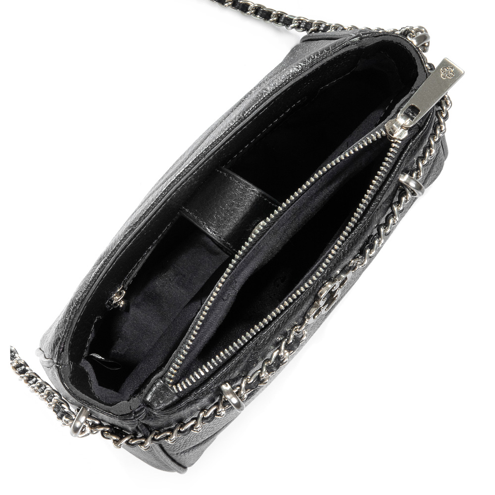 BOLSA PRETA DE COURO TRANSVERSAL AL&Ccedil;A CORRENTE image number 4