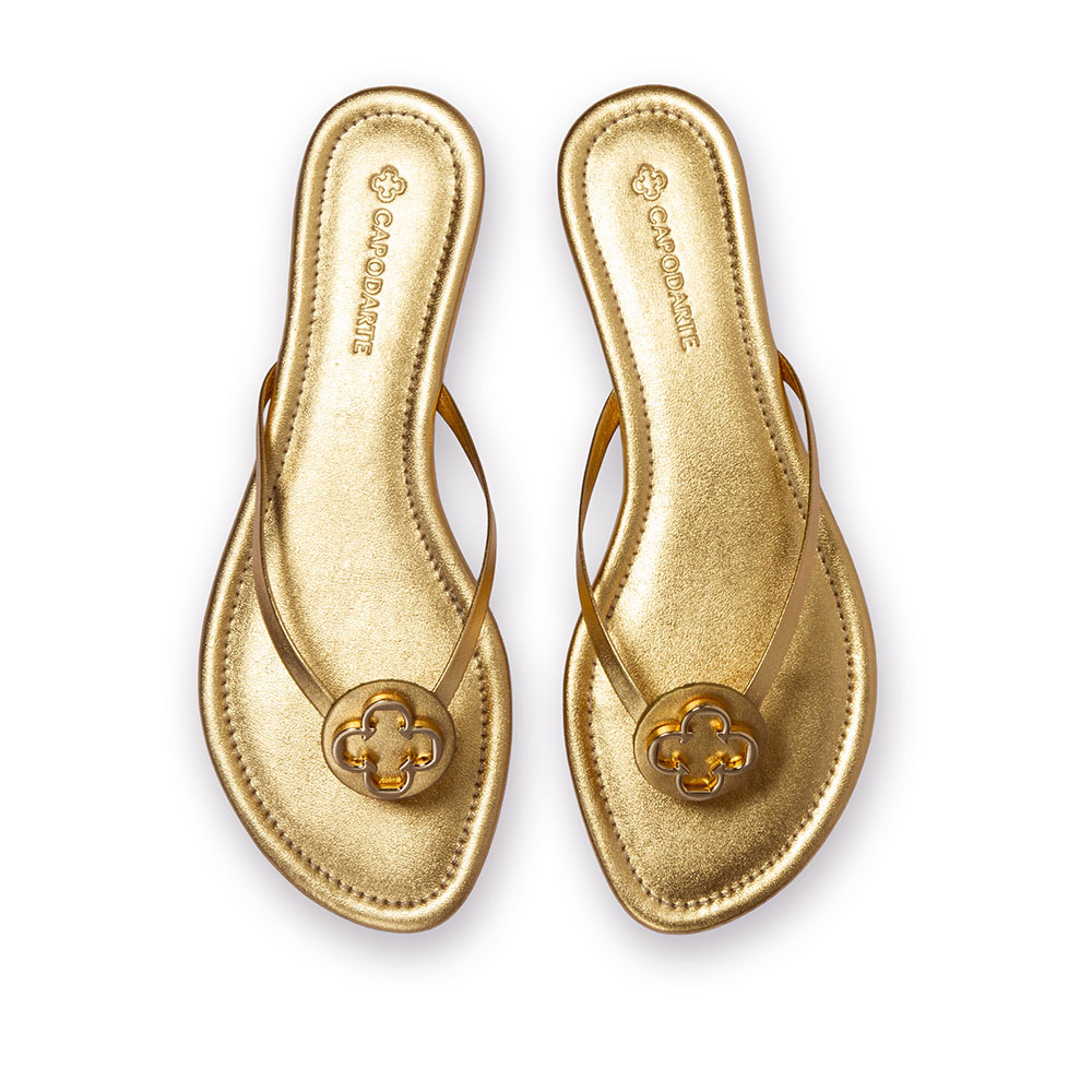 CHINELO RASTEIRA DOURADO DE COURO METALIZADO image number 4