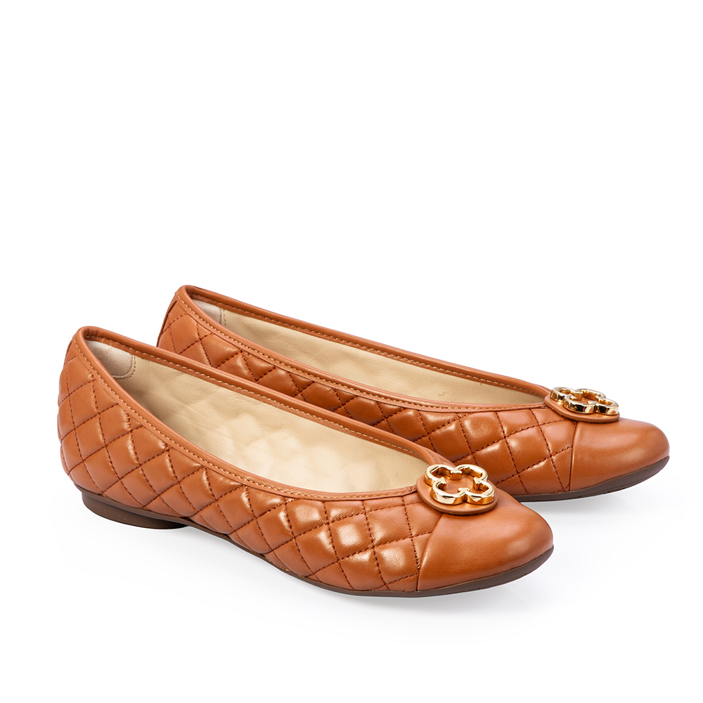 SAPATILHA CATHERINE VINTAGE  DE COURO CARAMELO MATELASS&Ecirc; image number 1