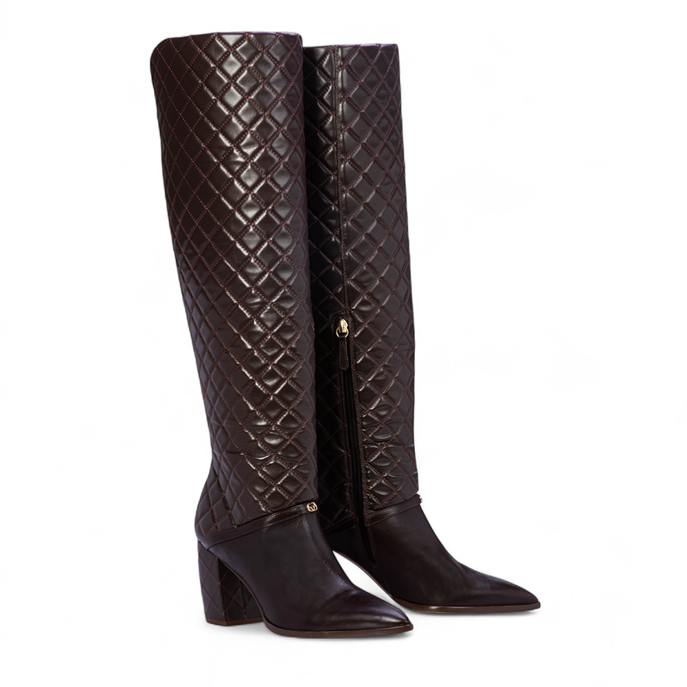 BOTA MARROM CANO LONGO DE COURO MATELASS&Ecirc; image number 1