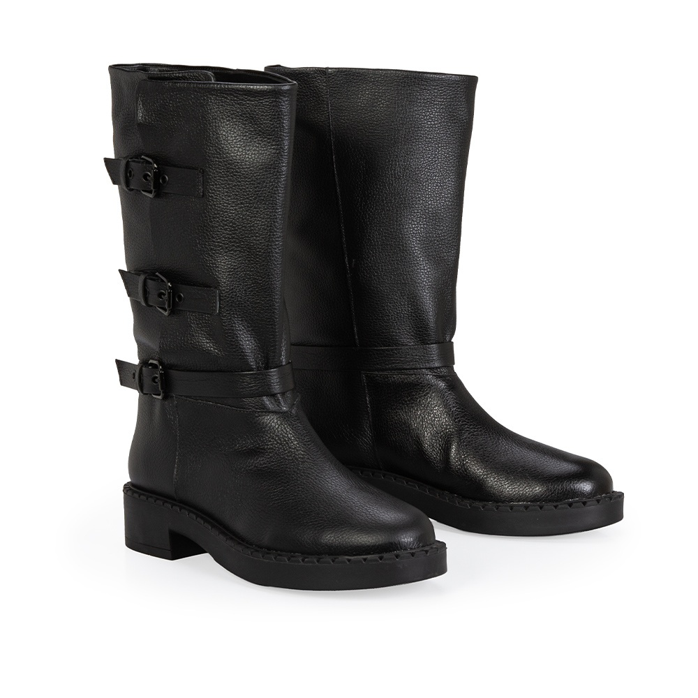 BOTA PRETA CANO LONGO FIVELAS COURO image number 2