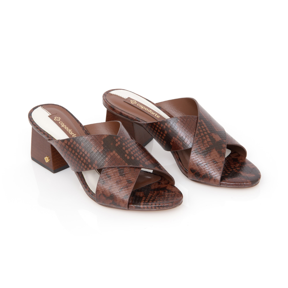 MULE SALTO BLOCO MARROM COURO PITONE image number 1