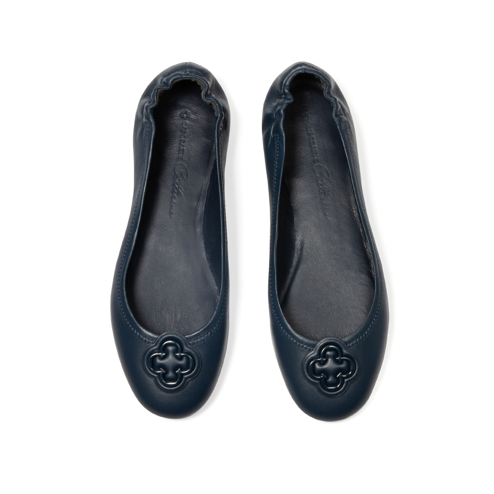 SAPATILHA BICO REDONDO DE COURO MARINHO AZZURRO image number 4