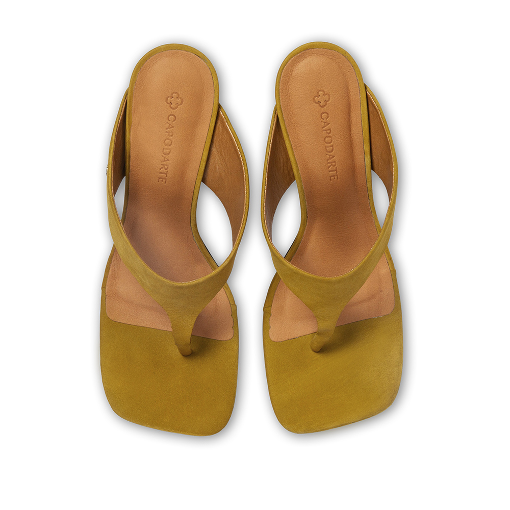 MULE DE COURO SALTO ALTO AMARELO image number 4