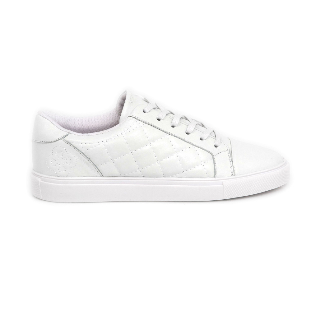 TÊNIS FEMININO BRANCO DE COURO MATELASSÊ AMARRAÇÃO image number 0