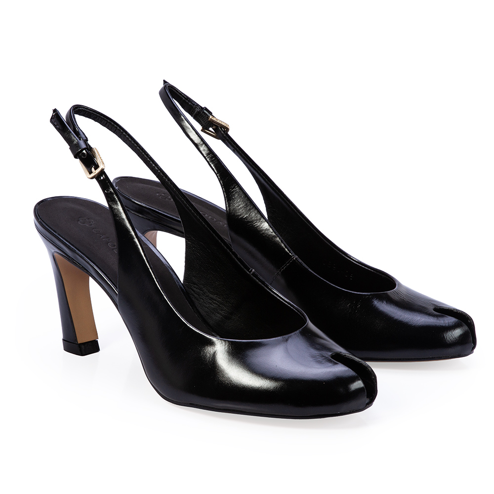 PEEP TOE COURO PRETO SLINGBACK image number 1
