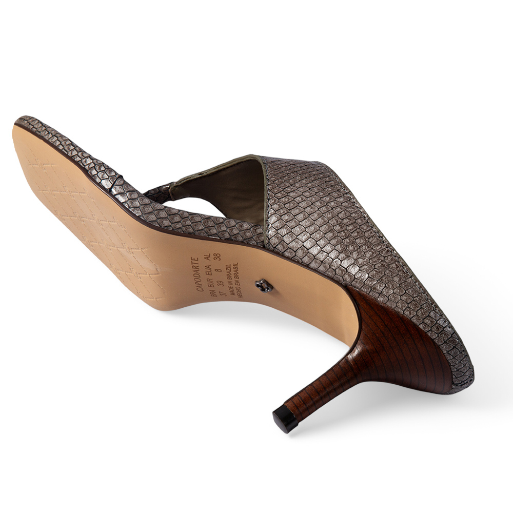 MULE BICO QUADRADO DE COURO CINZA PETRA SERPENTE image number 3