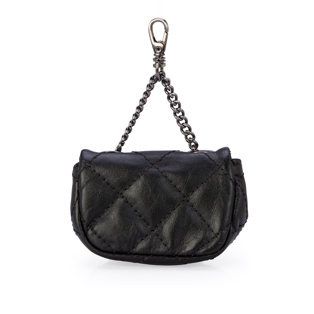 CHAVEIRO MINI BOLSA PRETA COURO MATELASS&Ecirc; BAG CHARM image number 2