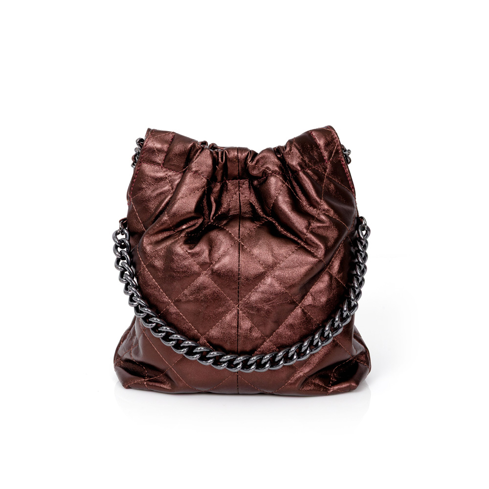 BOLSA SHOULDER BAG MARROM TOBACCO DE COURO MATELASS&Ecirc; image number 2