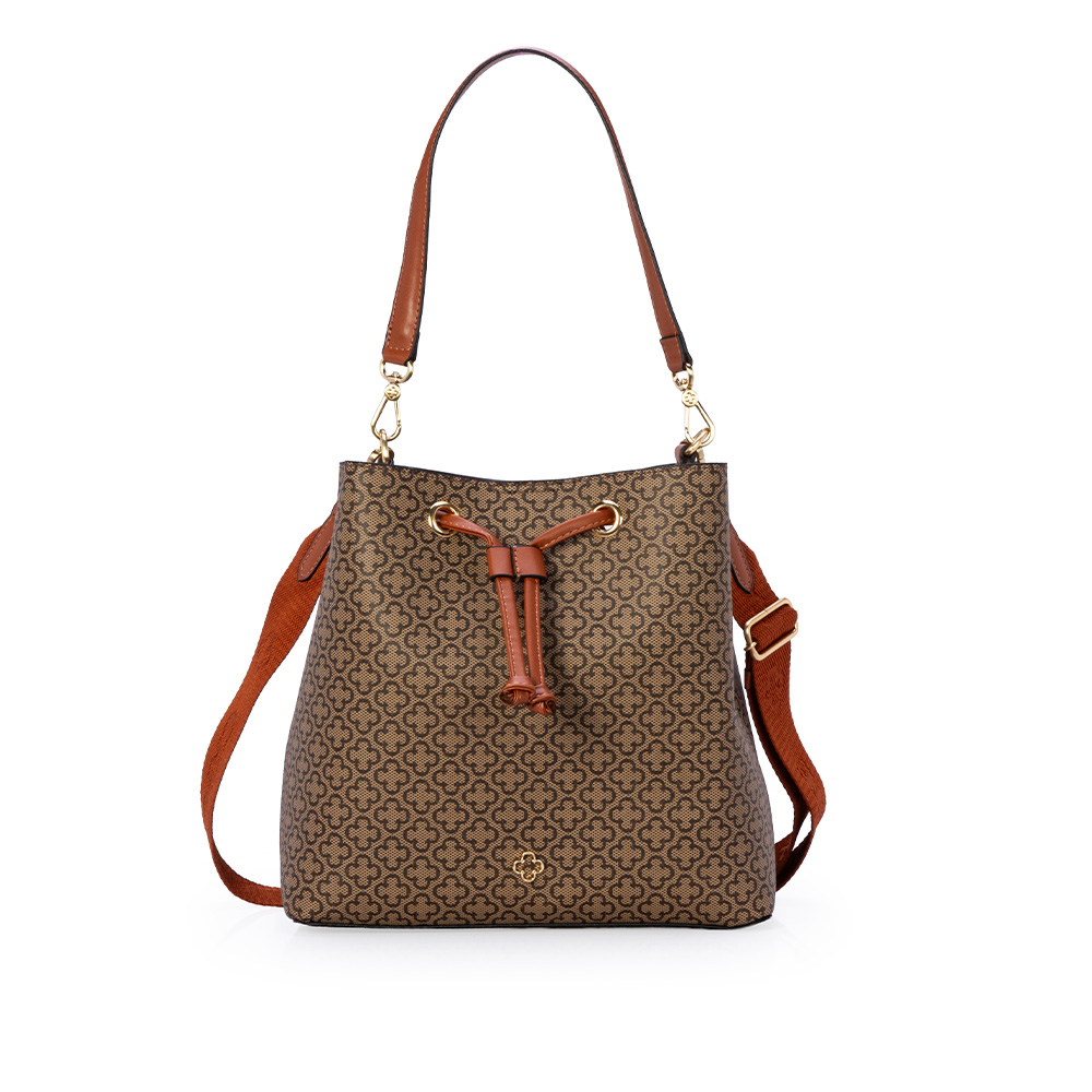 BOLSA CARAMELO MONOGRAMA COM AL&Ccedil;A GORGUR&Atilde;O BUCKET image number 0